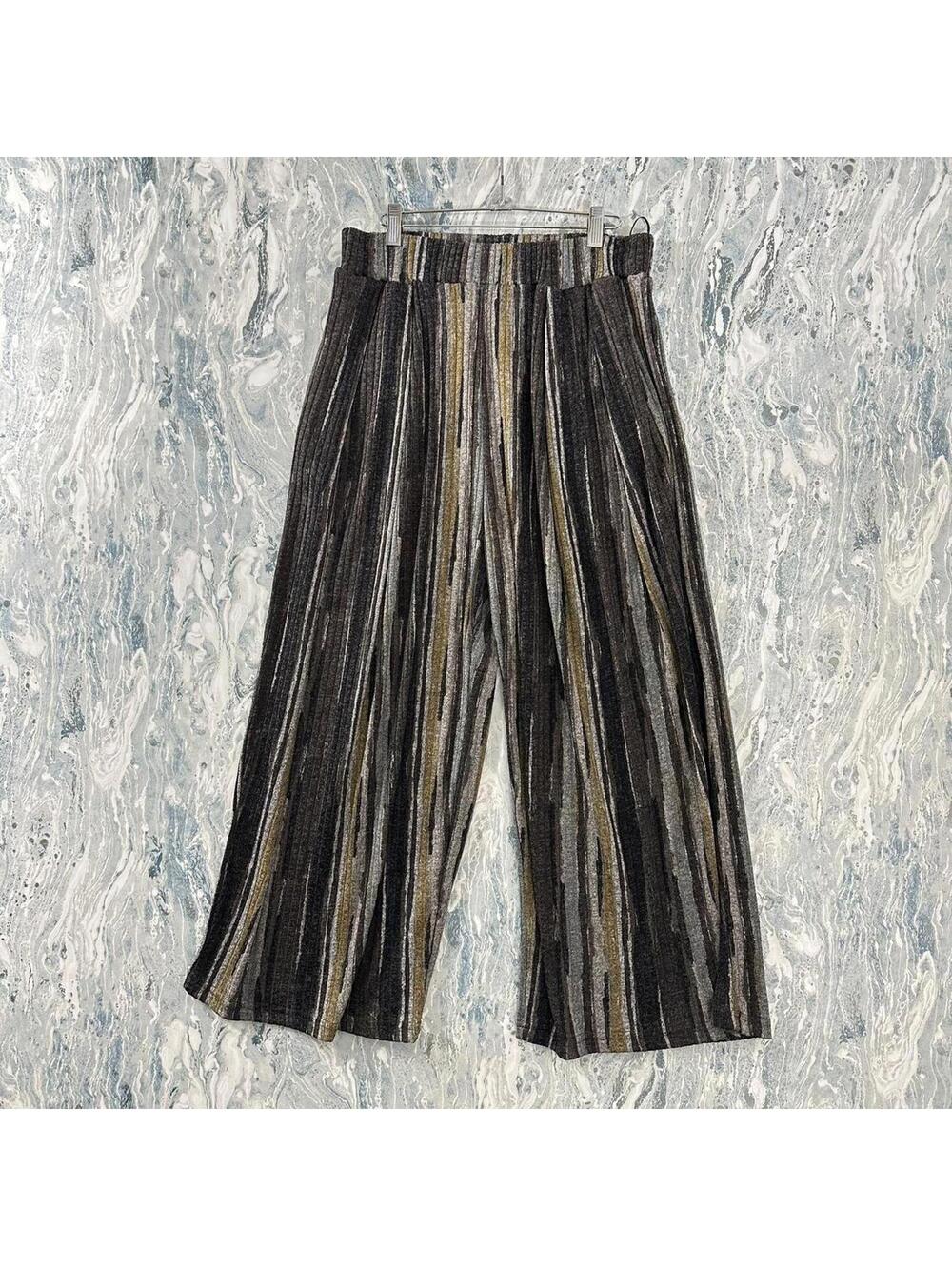 Designer Indie Gershonb Ram Casual Multi Stripe Wide Leg Pants (XL)